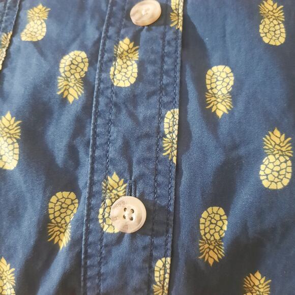 Duluth Trading Mens Relaxed Fit Navy & Pineapple Pattern Short Sleeve Shirt 2XL - Picture 3 of 6